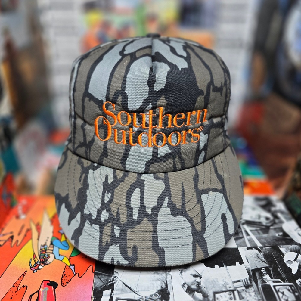 Tree Bark Camo Southern Outdoors 90s Foam Embroidered Vintage Snapback Hunt Hat